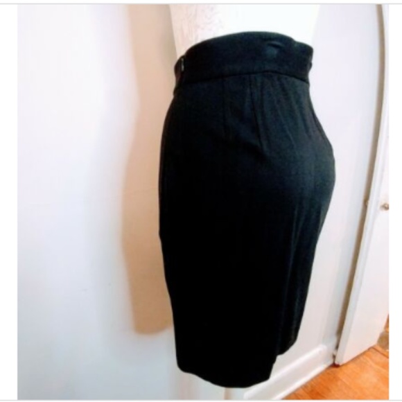 Ann Taylor Womens 00 Black Skirt Pencil Knee Military Anchor Buttons - Picture 4 of 6